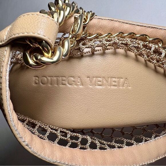 Bottega Veneta Stretch Chain Ankle Strap Heels in Sand - Picture 6 of 10